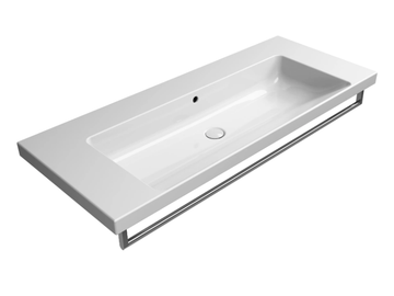 NORM 120X50 - Rectangular single ceramic washbasin with towel rail by GSI ceramica - view 2